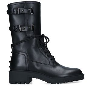 Valentino Garavani Leather Rockstud Combat Boots